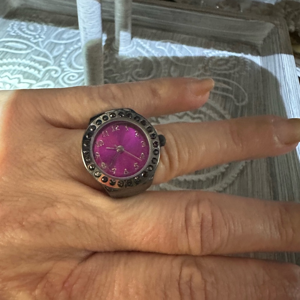 Hot Pink and Silver Watch Ring